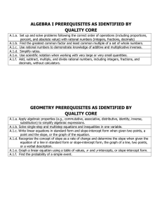 Quality Core Prerequisite Standards for Algebra I, Geometry