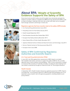 About BPA: Weight of Scientific Evidence Supports the Safety of BPA