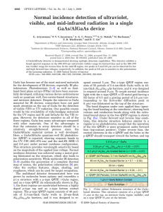 Normal incidence detection of ultraviolet, visible