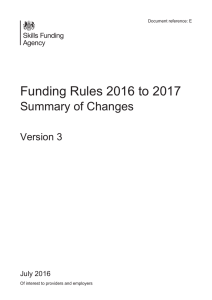 Funding Rules 2016 to 2017