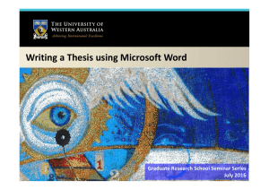 Writing a Thesis using Microsoft Word