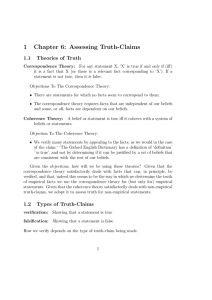 1 Chapter 6: Assessing Truth