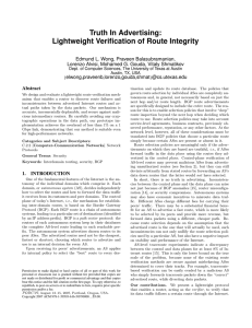 Truth In Advertising: Lightweight Verification of Route Integrity