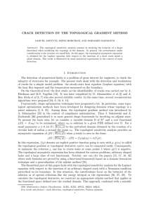 Crack detection by the topological gradient method