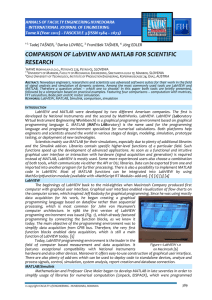COMPARISON OF LabVIEW AND MATLAB FOR SCIENTIFIC