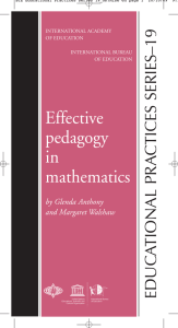 Effective pedagogy in mathematics. Educational Practice Series