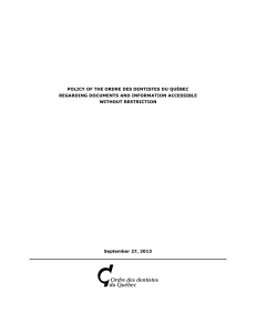 Document (PDF 84 Kb) - Ordre des dentistes du Québec
