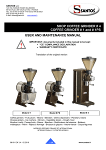 USER AND MAINTENANCE MANUAL SHOP COFFEE GRINDER