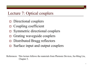 Lecture 7: Optical couplers