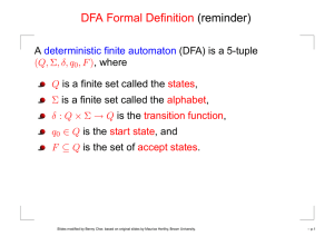 DFA Formal Definition (reminder)