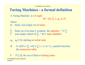 Turing Machines - a formal definition