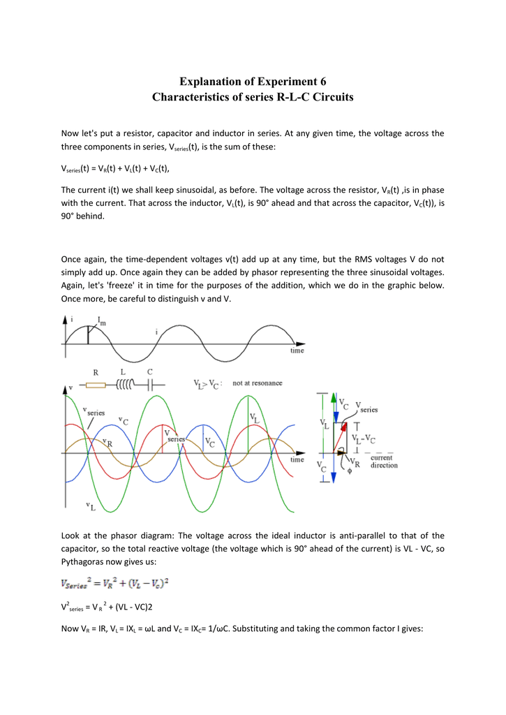 Explanation Of Experiment 6 Characteristics Of Series R L