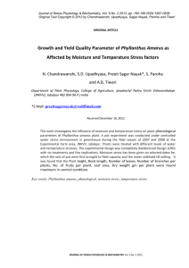Growth and Yield Quality Parameter of Phyllanthus Amarus as