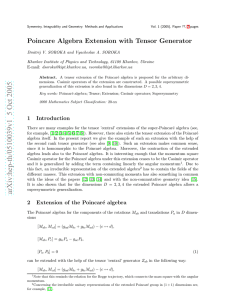 Poincare Algebra Extension with Tensor Generator