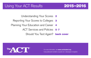 Using Your ACT Results 2015–2016