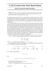 Cyclic Evasion in the Three Bug Problem