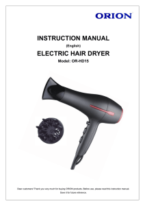 INSTRUCTION MANUAL ELECTRIC HAIR DRYER