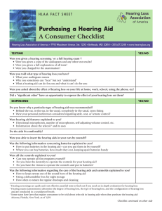 Purchasing a Hearing Aid A Consumer Checklist