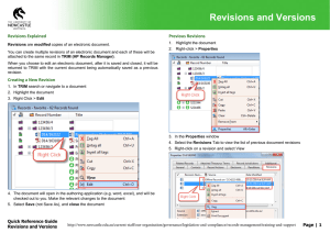 Revisions and Versions Revisions and Versions