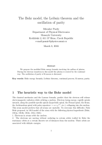 The Bohr model, the Leibniz theorem and the oscillation of parity