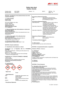 Safety data sheet Sulphur dioxide