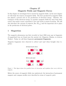 Chapter 27 Magnetic Fields and Magnetic Forces 1 Magnetism