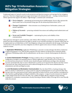 IAD`s Top 10 Information Assurance Mitigation Strategies