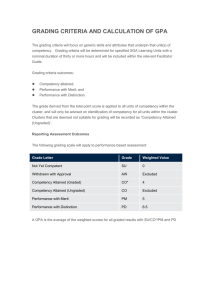 grading criteria and calculation of gpa