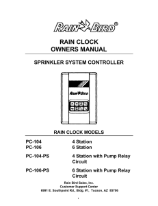 RAIN CLOCK OWNERS MANUAL SPRINKLER SYSTEM