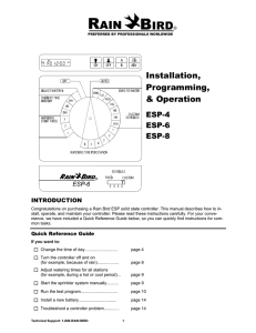 Rain Bird ESP series irrigation controller user manual