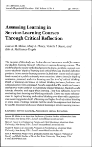 Assessing Learning in Service-Learning Courses Through Critical