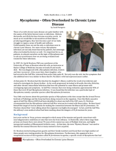 Mycoplasma – Often Overlooked In Chronic Lyme Disease‐infected