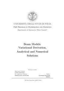Beam Models: Variational Derivation, Analytical and Numerical