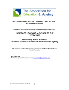 LATER LIFE LEARNING: A REVIEW OF THE LITERATURE