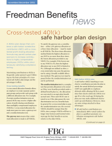 Cross-tested 401(k) safe harbor plan design