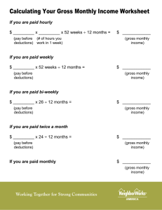 Calculating Your Gross Monthly Income Worksheet