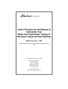 Code of Practice for the Release of Hydrostatic Test Water from