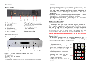 Rear of Amplifier : 1) Aux. Input (or phono) 8) Preamp. Outputs (use
