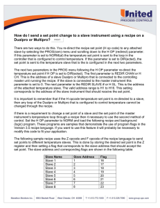 How do I send a set point change to a slave instrument using a