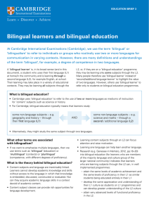 Bilingual learners and bilingual education