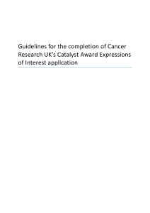 Guidelines for the completion of Cancer Research UK`s Catalyst