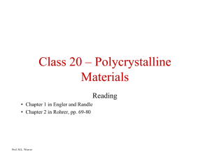 Class 20 Class 20 – Polycrystalline Polycrystalline Materials