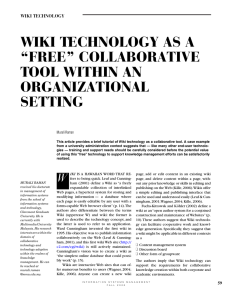 WIKI TECHNOLOGY AS A “FREE” COLLABORATIVE TOOL WITHIN