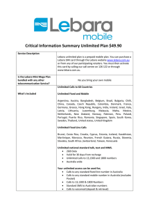 Critical Information Summary Unlimited Plan $49.90