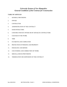 USNH General Conditions of the Contract for Construction