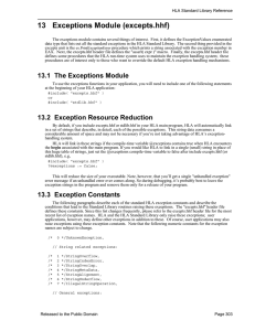 13 Exceptions Module (excepts.hhf)