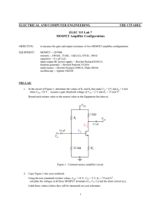 Lab #7, MOSFET amplifier configurations