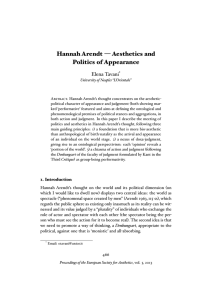 Hannah Arendt — Aesthetics and Politics of Appearance