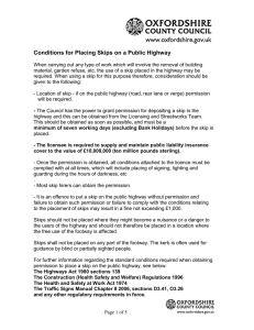 Guidance for Placing Skips on a Public Higway