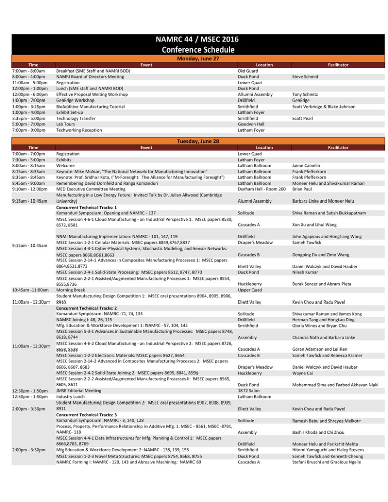 NAMRCMSEC Daily Schedule.xlsx